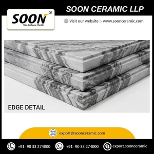SOON CERAMIC Prix direct usine BLACK WAVE 3D-1 Grande dalle de comptoir en quartzite polie moderne et écologique - Product Image 3
