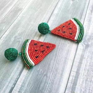 beaded watermelon drop earrings Handmade Classic <b>Red</b> Beaded Drop Earrings with <b>Sequin</b> Embroidery Women's Fashion Jewelry - Product Image 4
