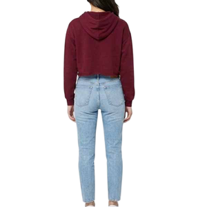 <b>Women's</b> <b>Pink</b> Cropped <b>Hoodie</b> Solid Color Long Sleeve Casual Knitted Cotton Sweatshirt Autumn Wear Breathable - Product Image 6