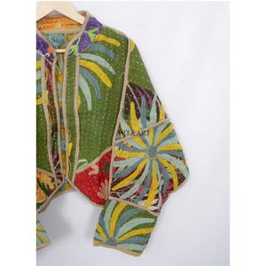 Wholesale 100% Cotton Designer Kantha <b>Jacket</b> MultiColor Ethnic Style Embroidery with open closure Handmade Vintage kantha <b>jacket</b> - Product Image 2