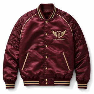 Wholesale Satin Bomber <b>Jacket</b> Custom Logo <b>Mens</b> Lightweight Baseball Outerwear Private Label Clothing Manufacturer - Product Image 4