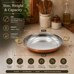 Hammered Brass Fry <b>Pan</b> with <b>Handle</b> | Premium Brass Skillet for Cooking | Traditional Indian Frying <b>Pan</b> | Heavy Duty Kitchen Cook - Product Image 6