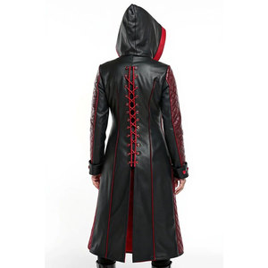 Gabardina de Cuero Gótica Bicolor Negra y Roja para Mujer con Capucha, Larga, Acolchada, Estilo Steampunk, Gran Venta - Product Image 3