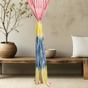 Rideau en coton imprimé tie-dye, fait main, style bohème, pour salon, chambre, hôtel, complexe hôtelier, taille personnalisée, vente en gros - Product Image 5