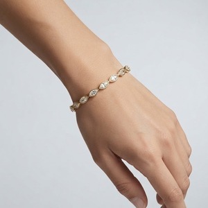 กำไลข้อมือเพชรทรงมาร์คีส์รุ่นใหม่ล่าสุด ทองคำแท้ 14K 4.3 กะรัต สี E ความสะอาด VVS2 เพชรเพาะเลี้ยงในห้องปฏิบัติการ เครื่องประดับชั้นดี ของขวัญสำหรับงานแต่งงาน - Product Image 3