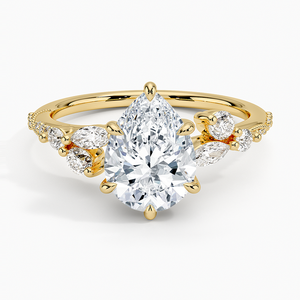 Anillo de Compromiso de Oro Amarillo con Diamante Corte Pera, Engaste de Garras, Joyería Fina Clásica para Mujer - Product Image 1