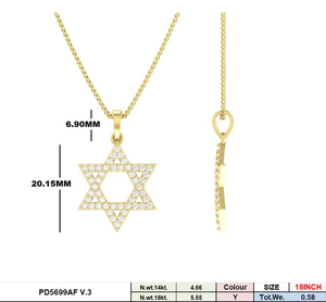 Colgante Estrella de David en Oro Rosa/Blanco/Amarillo de 14K con Baño de Rodio, Diseño Clásico para Mujer, Diamantes Cultivados en Laboratorio con Corte Brillante, para Boda - Product Image 2