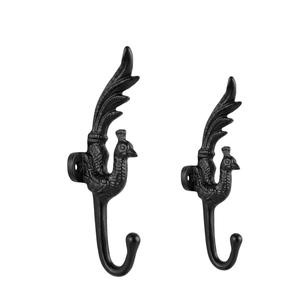 Metal Bird Wall Hook Black Rustic Design Home Decoration Single Piece Hanging Hook - Product Image 1