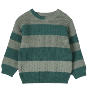 Pull en tricot doux pour enfants |   Pull rayé à col rond |   Haut à manches longues pour l'hiver - Product Image 5