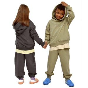 Ensemble sweat à capuche et pantalon de jogging oversize pour garçons, 100 % coton molletonné respirant, jambes larges, design logo personnalisé, survêtements hip-hop - Product Image 5