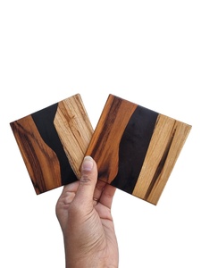 จานรองแก้วไม้ธรรมชาติสำหรับตกแต่งบ้านพร้อมเรซินน้ำผลไม้สำหรับชาและกาแฟและแผ่นรอง - Product Image 2