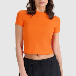 T-shirt court de sport pour femme, léger, 210 g/m², couleur personnalisée, dernier design, vêtement de sport d'été - Product Image 1