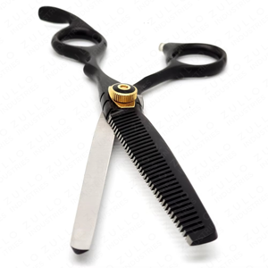 Ensemble de ciseaux de coiffure et de ciseaux à effiler en acier inoxydable de qualité supérieure avec rasoir droit – Outils de barbier et de salon - Product Image 5