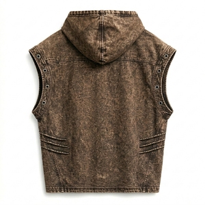 Chaleco sin mangas con capucha para hombre, diseño gótico con estampado gráfico, lavado desgastado, estilo casual urbano, moda de verano para exteriores, tipo tank top - Product Image 3