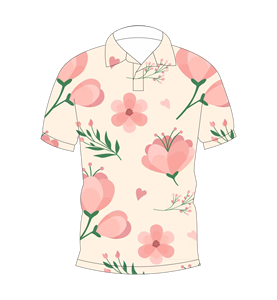 เสื้อโปโลผู้ชายสีเบจพิมพ์ลายดอกไม้สีชมพูลำลองแขนสั้นแฟชั่นฤดูร้อน - Product Image 4
