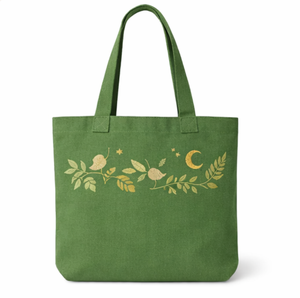 Custom logo Embroidered Canvas Tote <b>Bag</b> Pink Green Floral Design <b>Medium</b> Size Daily Use Shoulder Handle Shopping <b>Bag</b> - Product Image 5