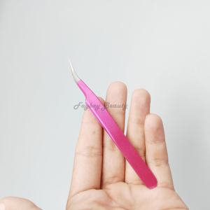 Pince à épiler de haute qualité en acier inoxydable de couleur rose pince à épiler à pointe dorée prix de gros pince à épiler d'extension de cils pointe en fibre - Product Image 5