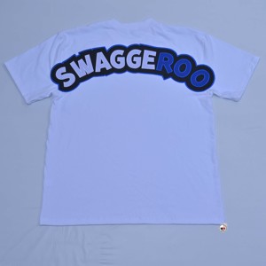 Swaggeroo Camisetas blancas de manga corta para hombre, cuello redondo, corte regular, jersey de algodón, informal, con estampado de letras, logotipo frontal, para todas las estaciones, al aire libre - Product Image 4