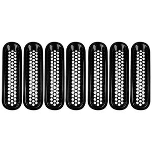 7 Piezas de Rejillas de Ventilación Delanteras Negras, Accesorios Exteriores para Jeep Wrangler JK JKU 3.6L V6 2007-2018 - Product Image 1