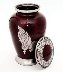 Blue Nature Printed Alloy Adult Cremation Urn for Ashes Funeral Supplies - Product Image 2