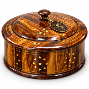 Boîte à roti ronde en bois artisanale, écologique, étanche, avec couvercle en bois, design moderne, pour mariage, cuisine, stockage alimentaire, service, 30 cm - Product Image 1