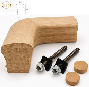 EFS Raccord de main courante d'escalier en bois massif chêne rouge contemporain à quart de tour 2-1/4 X 2-3/8 Résistant à l'eau Écologique Durable Facile à installer - Product Image 2