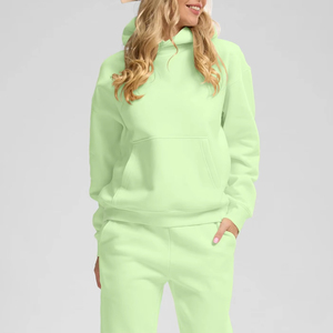 Sweat à capuche long en polaire pour femme, coupe oversize, confortable et doux, 100 % coton, décontracté, avec logo personnalisable sur le devant – Fournisseur professionnel - Product Image 5