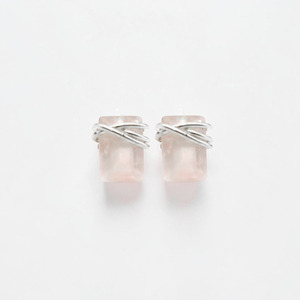 Elevated Minimalist Rose Quartz <b>Stud</b> Earrings Brass Gemstone Silver Finish Ear <b>Studs</b> Wholesale 2026 Handmade Wearable Art - Product Image 3