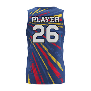เสื้อบาสเก็ตบอลแขนกุดคอวี พิมพ์ลายแบบ Dye Sublimation  ชุดทีมกีฬา  รับผลิตแบบ OEM ODM พร้อมสกรีนโลโก้ตามสั่ง - Product Image 6