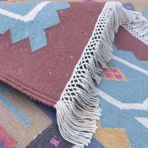 Alfombras Dhurrie de algodón hechas a mano Flatweave para uso en sala de estar y dormitorio suaves y duraderas con estilo 001 - Product Image 5