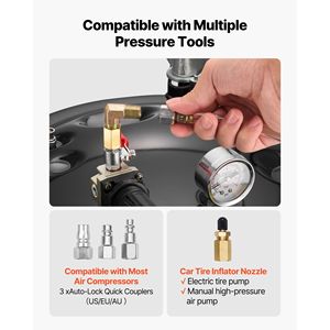 Serbatoi a Pressione in Acciaio per Utensili Pneumatici, 10.6 Gal/40 L, Contenitori a Pressione per Vernice Spray con Connessione Rapida - Product Image 6