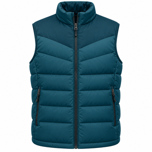 Sleeveless Quick Dry Breathable Zipper Slim Fit Men's Winter Jacket Blue Color Stand Collar Side <b>Pockets</b> Body <b>Warmer</b> - Product Image 4
