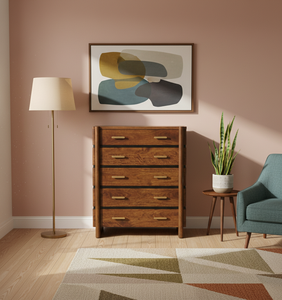 <b>5</b>-drawer Modern Eco-Friendly Chest Mango Wood Bed <b>Frame</b> Premium Quality Bedroom Furniture Factory Direct Wholesale - Product Image 4