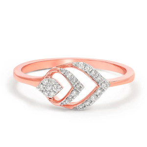 Bague en or rose à motif chevron superposé et diamants - Product Image 2