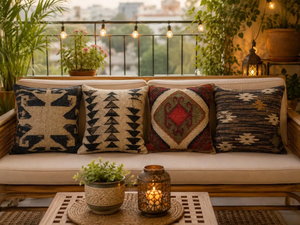 Fundas de Cojín Geométricas Boho Kilim, Juego de 4 Piezas, Lana, Yute, Algodón, Estilo Tribal Suroeste, para Decoración Rústica del Hogar y Sofá - Product Image 4