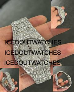 Montre mécanique pour homme avec boîtier en acier inoxydable, cadran en verre, diamant Moissanite VVS - Product Image 3