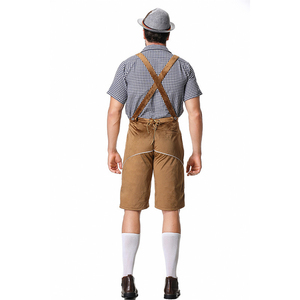 ชุดบาวาเรียนสำหรับเทศกาล Oktoberfest สำหรับผู้ชาย ประกอบด้วยเสื้อเชิ้ตลายสก็อต กางเกงขาสั้นหนังทอ สายเอี๊ยม หมวกปักลาย สไตล์ลำลองสำหรับฤดูร้อน น้ำหนัก 480 กรัม - Product Image 6