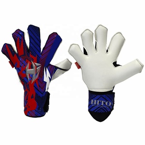 Nouveaux gants de gardien de but en cuir latex allemand bleu pour adultes avec service de logo personnalisé - Product Image 1