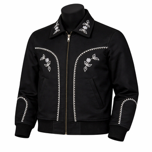 Blouson Bomber Homme Bleu Léger à Col Montant Zippé Coupe-Vent avec Poignets Côtelés – Idéal Printemps Automne – Vente en Gros - Product Image 1