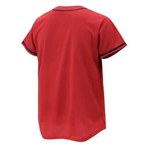 เสื้อเบสบอลสีแดงแบบลำลอง แขนสั้น ติดกระดุม สำหรับแฟนเบสบอล ใส่ในวันแข่งขัน - Product Image 2