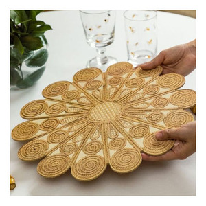 Classic Bamboo Handmade Woven <b>Heat</b> Resistant Non-Slip Customizable Round <b>Coaster</b> for Dining Table Styling - Product Image 2