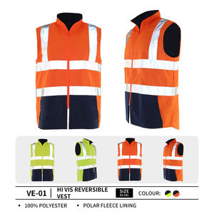 PLAYER'S POINT High Visibility Safety <b>Vest</b> CE/EU Certified Windproof Waterproof Orange Navy Reflective Stripes Zipper Workwear - Product Image 4