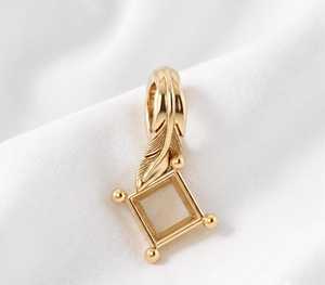 Pendentif de qualité supérieure en argent sterling 925 véritable, 6 mm, taille carrée, à 4 griffes, semi-monture, avec emplacement pré-découpé pour pierre précieuse - Product Image 5