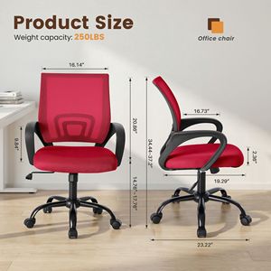Sedia da Ufficio Ergonomica con Supporto Lombare, Schienale in Rete Traspirante, Altezza Regolabile, Girevole - Product Image 2