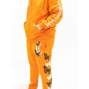 Ensemble deux pièces personnalisable en coton épais à capuche pour homme, survêtement d'hiver en polaire avec logo, grandes tailles, style streetwear - Product Image 2