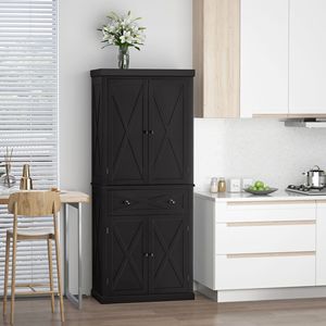 72-Inch Black Kitchen Pantry Storage Cabinet with <b>6</b> Tiers 1 <b>Drawer</b> 4 Adjustable Shelves - Product Image 2