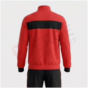 Veste de survêtement rouge à imprimé géométrique pour homme, manches longues, col montant, fermeture éclair sur le devant, coupe sportive régulière, pour l'automne - Product Image 2