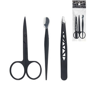 Kit de Recorte de Cejas Negro: Tijeras, Peine, Cuchilla, Pinzas y Cepillo para Pestañas - Product Image 4
