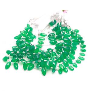 Cuentas facetadas de ónix verde AAA, cuentas de ónix verde natural con perforación lateral, 7x12-8x13MM, para la fabricación de joyería, venta al por mayor - Product Image 3