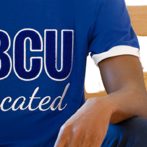 HBCU Educated Chenille T Shirt Blue <b>White</b> Mens Greek Letter <b>Tee</b> Premium Fraternity Apparel Short Sleeve Classic Fit Casual Wear - Product Image 3